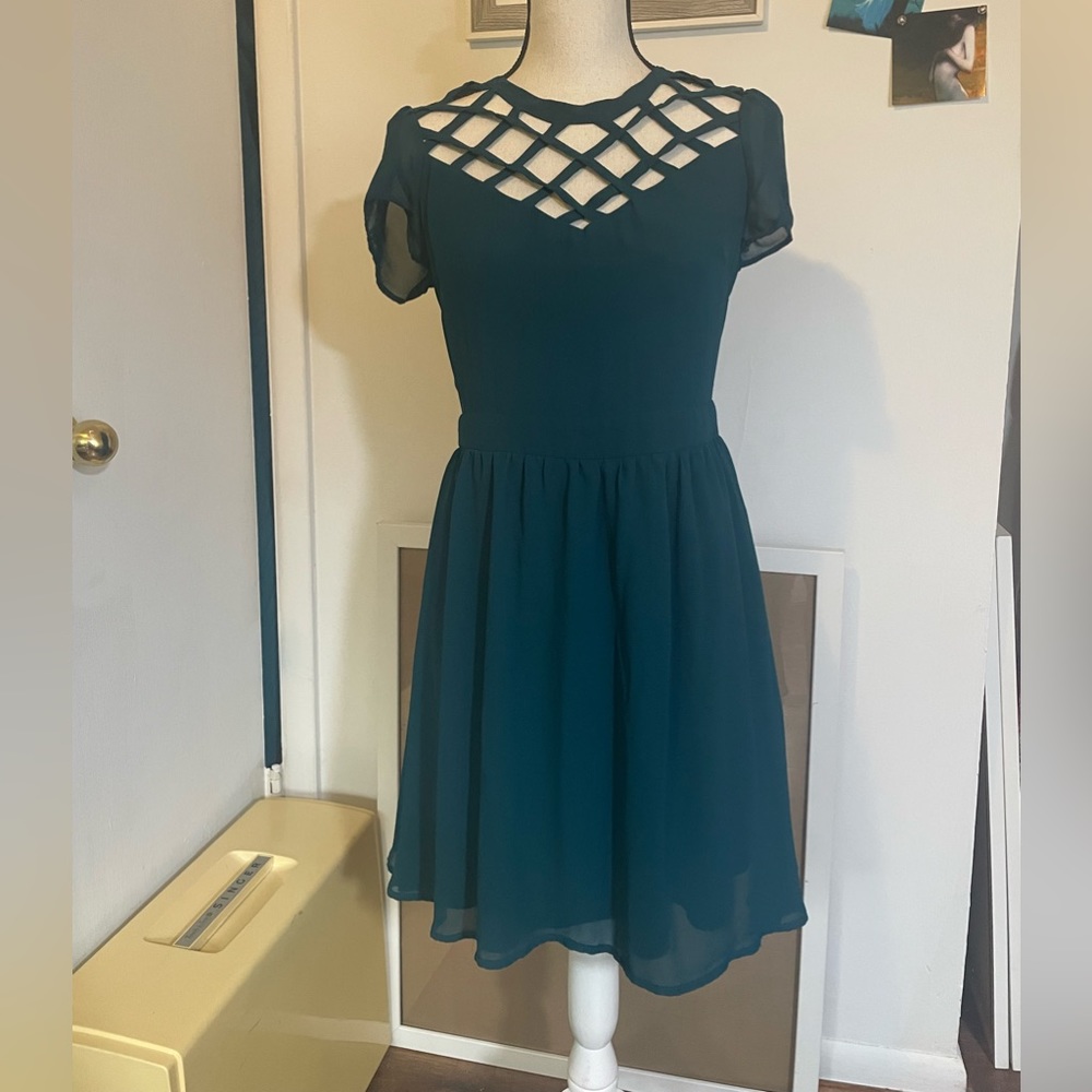 Xhilaration Teal Cutout Dress